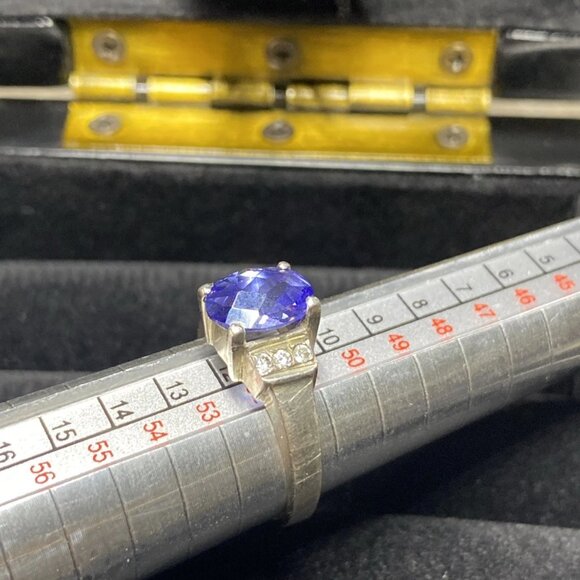Sterling Silver 925 Ring w Blue Violet Gemstone – Tanzanite Look - Picture 8 of 12